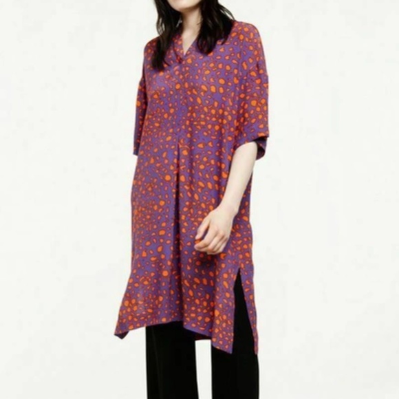 Marimekko Reija Purple and Orange Tunic Dress sz m - Picture 10 of 10